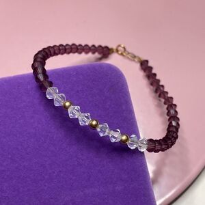 💛 Vintage 14k Gold & Purple/White Austrian Crystal Stacking Bracelet